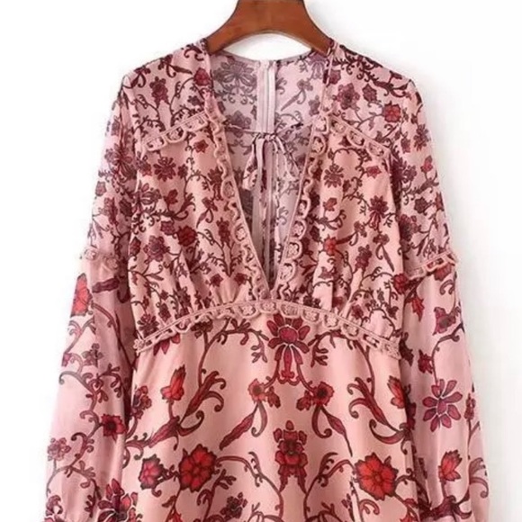 Saffron Burnout Floral Silk Blend Dress - M, NWT - Picture 3 of 14